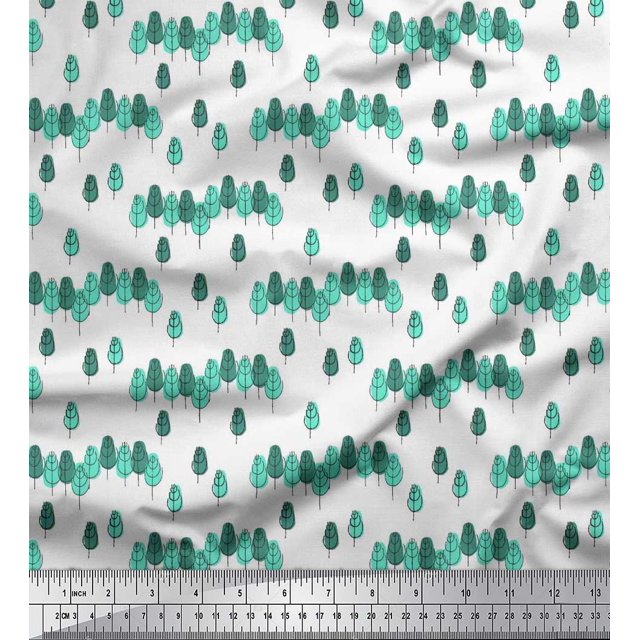 Soimoi Rayon Fabric Artistic Tree Print Fabric by Yard 56 Inch Wide
