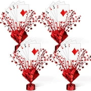 Weysat 8 Set CORNET Casino Poker Theme Centerpiece for Table Decorations Star Metallic Foil Spray Burst Centerpiece Poker a Card Sticks for Casino Night Game Birthday Party Decorations Supplies