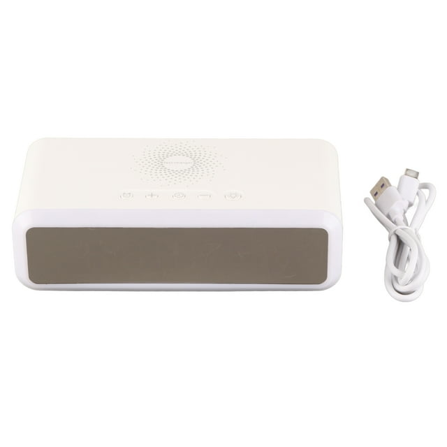 Reloj despertador multifuncional de 15 W con cargador, pantalla HD, muestra la hora, fecha y temperatura, 4 niveles de brillo, para iOS y Android, color blanco