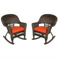 thumbnail image 1 of Pemberly Row Rocker Wicker Chair in Espresso with Red Cushion (Set of 2), 1 of 1