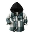 thumbnail image 6 of Otqutp Toddler Plaid Flannel Hooded Shirts Boys Girls Long Sleeve Button Jacket with Pocket Fall Winter Vintage Trendy Coat, 6 of 7
