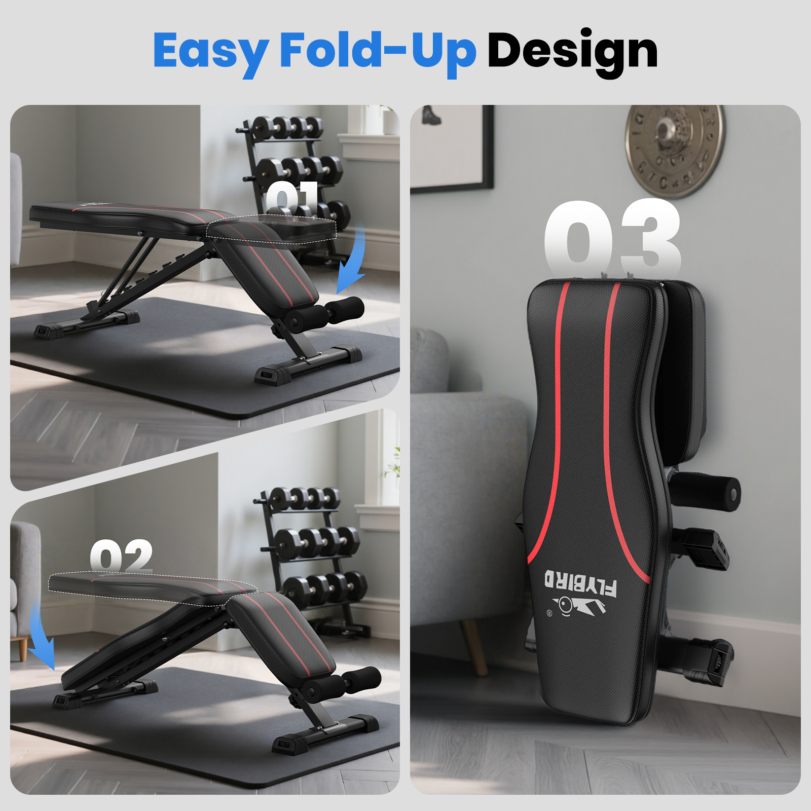 FLYBIRD Adjustable Foldable Weight Bench 660 lb Capacity photo 7