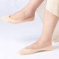 thumbnail image 6 of Qwertyu No Show Socks Womens, Invisible Non Slip Low Cut Ice Silk Socks, 5 Pairs Thin Silky Dress Footies, Silk Socks for Flats Loafers Sneakers Complexion One Size, 6 of 6
