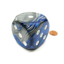 Chessex Gemini 50mm Huge Large D6 Dice, 1 Piece - Blue-Steel with White Pips #DG5023