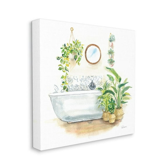 Stupell Industries Serene Bathroom Interior with Greenery Plants Painting Canvas Wall Art Design by Sue Schlabach, 36" x 36"