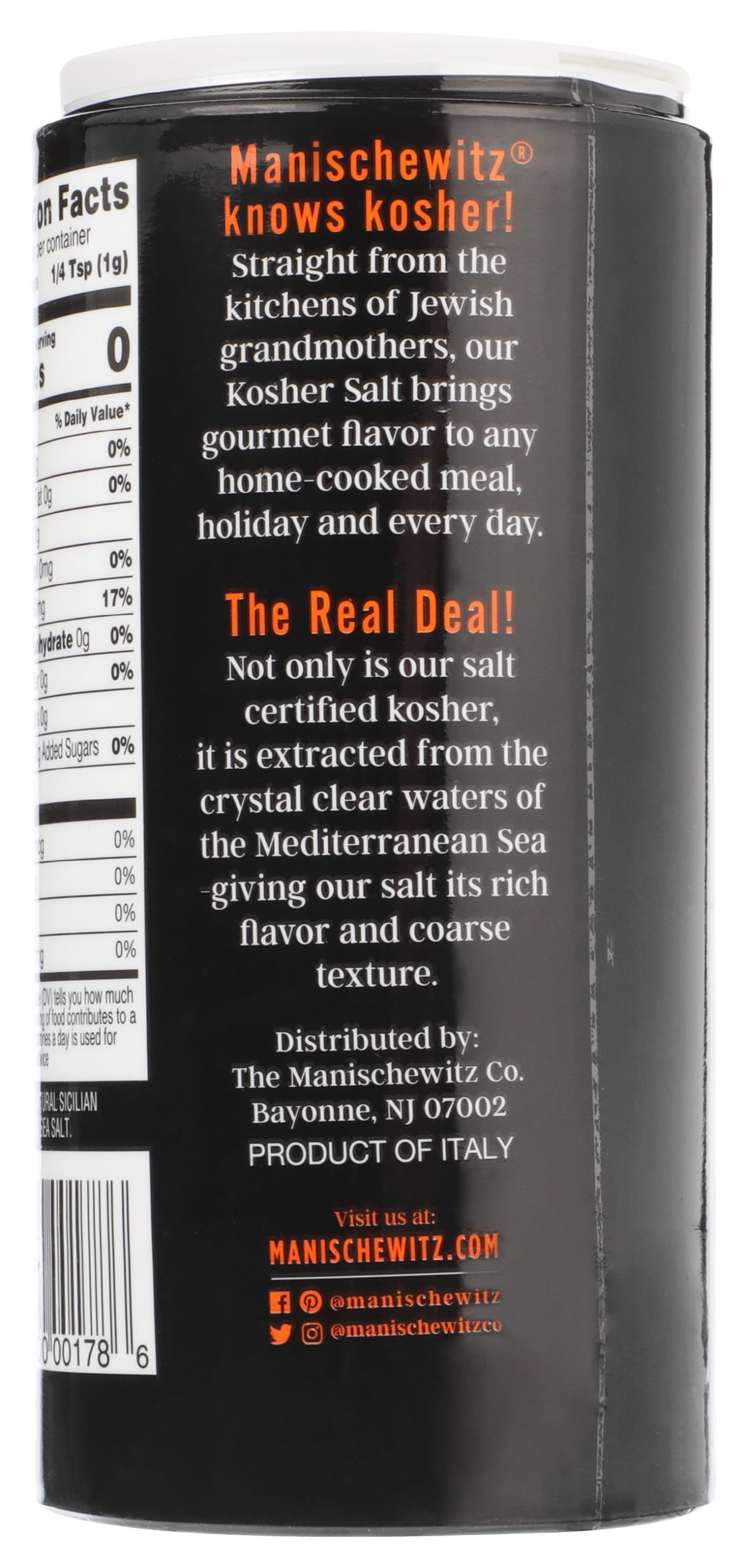 (Pack of 12), Manischewitz Kosher Sea Salt, 16 oz