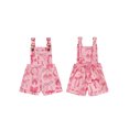 thumbnail image 3 of Aojekbee Baby Girl Summer Overalls Sleeveless Elastic Waist Football Print Suspender Romper Toddler Playsuit, 3 of 10