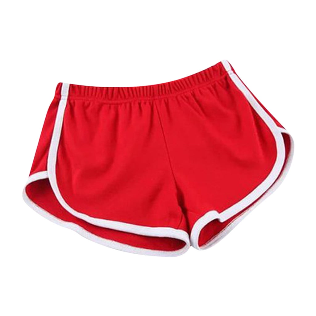 Women's Stretch Running Short Summer Shorts Solid Red M 