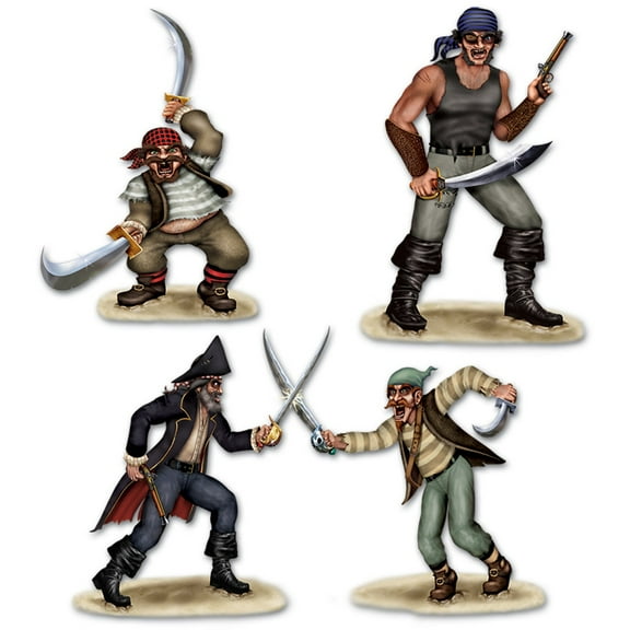 Party Central Club Pack of 36 Brown and Gray Dueling Pirate Wall Decors 47.5"