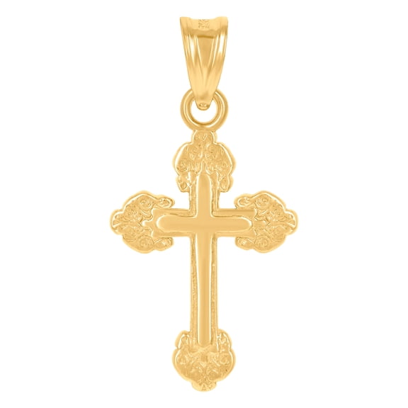 10k Yellow Gold Womens Cross Religious Charm Pendant Necklace 27.4x13.7mm Wide Pendant for Women