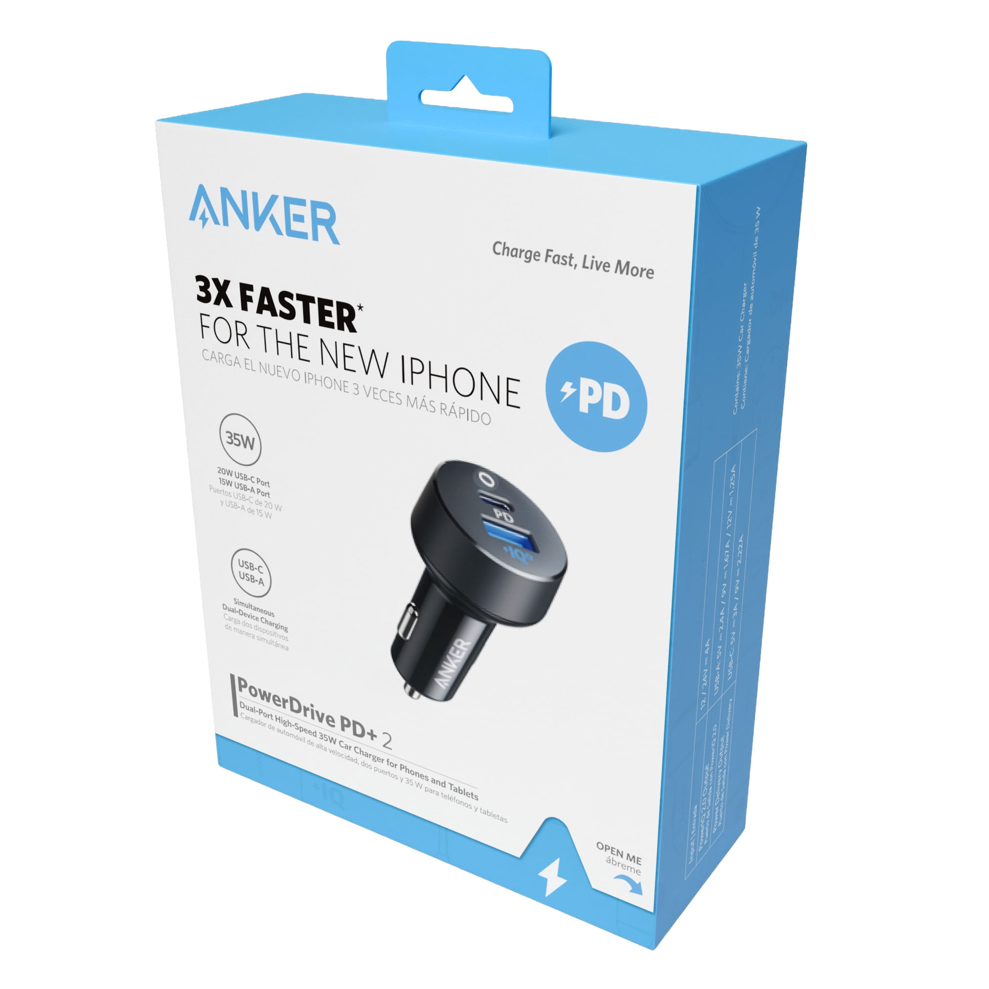 anker cigarette lighter charger PowerDrive 2 Alloy Car Charger, Black All ports share up to 67W of power output Anker Car Charger USB C,