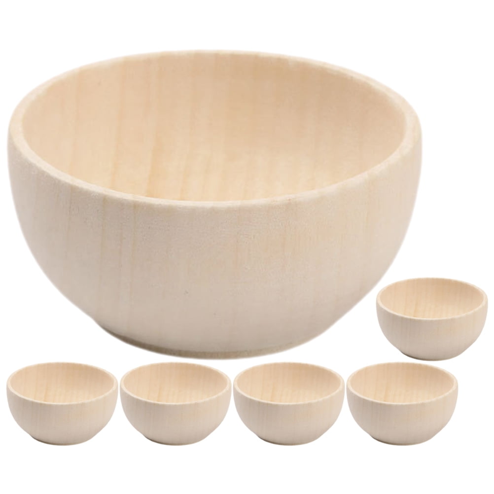 5 pcs Wooden Craft Bowls Unfinished Wooden Bowls Unpainted Wood Bowls Kids DIY Wood Bowls