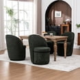 thumbnail image 3 of Kidol & Shellder Swivel Dining Chair with Solid Wood Frame Boucle Accent Chair with Back, Vanity Chair for Dressing Room, Comfy Living Room Seating, Easy Assembly, Green 3PCS, 3 of 6
