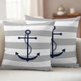 thumbnail image 3 of 2 Pack Outdoor Waterproof Throw Pillow Covers,Nautical Blue Anchor White Grey Stripe Decorative Square Patio Pillowcases for Chair Couch Sofa 16x16in, 3 of 9