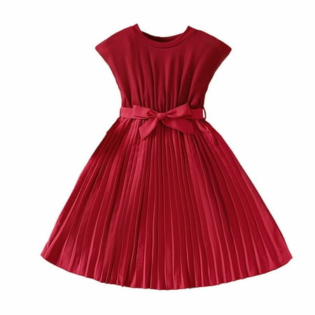 

Summer Dresses For Girls Style Solid Color Sleeveless Spliced Casual Dress Temperament Dress Princess Dress Clothing For 7-8 Years
