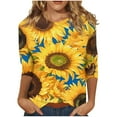 thumbnail image 1 of Birdeem Blouse pour Femmes T-Shirt Imprimé Mode Manches 3/4 Blouse Col Rond Hauts Décontractés, 1 of 12
