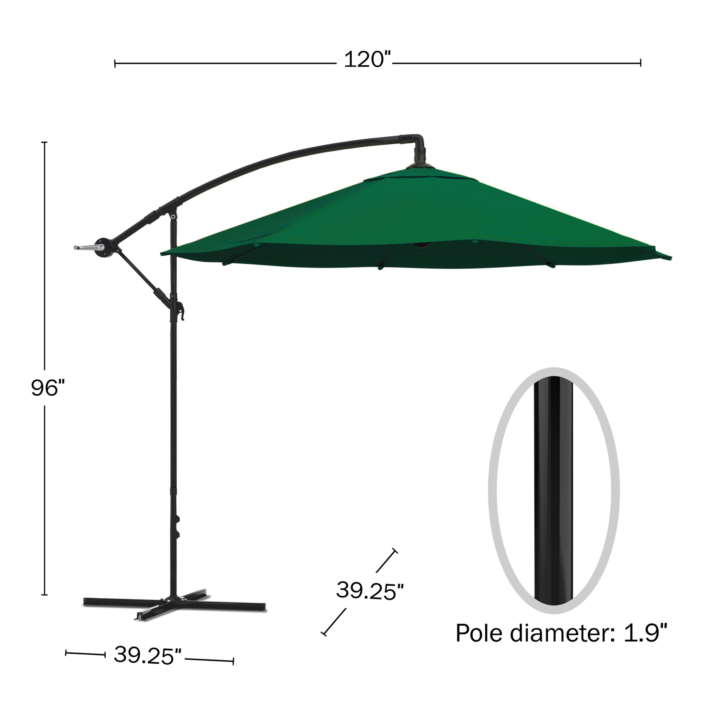 Pure Garden 10-Foot Offset Patio Umbrella with Crank and Base (Hunter Green)