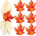thumbnail image 1 of Anillos de servilleta de calabaza de Acción de Gracias oso de fresa 6 piezas decoración hojas de otoño, 1 of 6