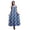 Blue, variant on Bimba Rayon Leaves Ladies Printed Backless Spaghetti Strap Long Maxi Evening Party Dress-Small