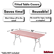Kwik-Covers 6’ Rectangular Plastic Table Covers 30 x 72 - Bundle of 5, Red Gingham
