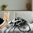thumbnail image 3 of Sports Soft Flannel Fleece Blanket, Cycling Man Illustration Dotted Setting Biking Athletics Human Powered Vehicle, Cozy Plush for Indoor and Outdoor Use, 50" x 70", Black White Red, by Ambesonne, 3 of 5