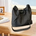 thumbnail image 1 of Runquan Shoulder Bag Vintage Carrying Bag Adjustable Strap Drawstring Tote Bag Black, 1 of 8