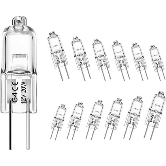 G4 Bulb,12V 20W Halogen Light Bulbs 2 Pin,G4 Light Bulbs Replacement for Under Cabinet Puck Light,Chandeliers, Accent Lights, Track Lighting (12 Pack)