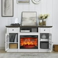 White TV Stand with Fireplace Farmhouse TV Stand for 65 Inch TV Wood 58