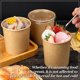 thumbnail image 2 of 50Pcs empacaron envases de sopa de papel de 16 OZ con tapas de tazas de sopa de papel Kraft para postres de helado de yogur, 2 of 9