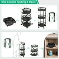 thumbnail image 4 of Gymax 3-Tier Rotating 1-Second folding Storage Rack Metal Rolling Utility Cart Round, 4 of 10