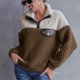 thumbnail image 5 of ICHUANYI Liquidación Mujer Color Cordero Fleece Solapa Botón a presión Casual Bolsillo corto Manga larga Sin sombrero Abrigo / Chaqueta ICHUANYI WER202308173609, 5 of 7