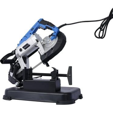 High-Performance Portable Band Saw with Removable Stainless Steel Base, 45°-90° Cutting, 10A 1100W Motor, 5-inch Depth Cut