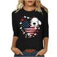 thumbnail image 2 of Fartey 4th of July 3/4 Sleeve Tunic Tops for Women Independence Day USA Shirts Soft Comfy Crew Neck Patriotic T Shirt Cute Graphic Tees Summer Holiday Tshirts Black XXL, 2 of 4