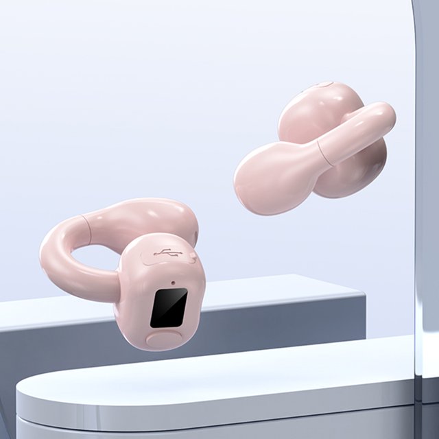 Audífonos con clip para la oreja Audífonos inalámbricos dinámicos compatibles con Bluetooth (rosa)