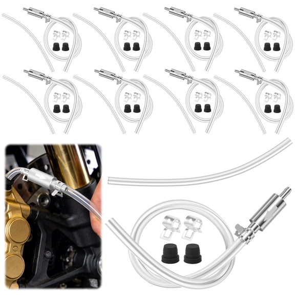 AEVXKHI 9 Set Brake Bleeder Kit, Brake Bleeder Hose, One Way Check Valve with Metal Clip and Rubber Gasket for Motorcycle Car ATV Scooter Clutch