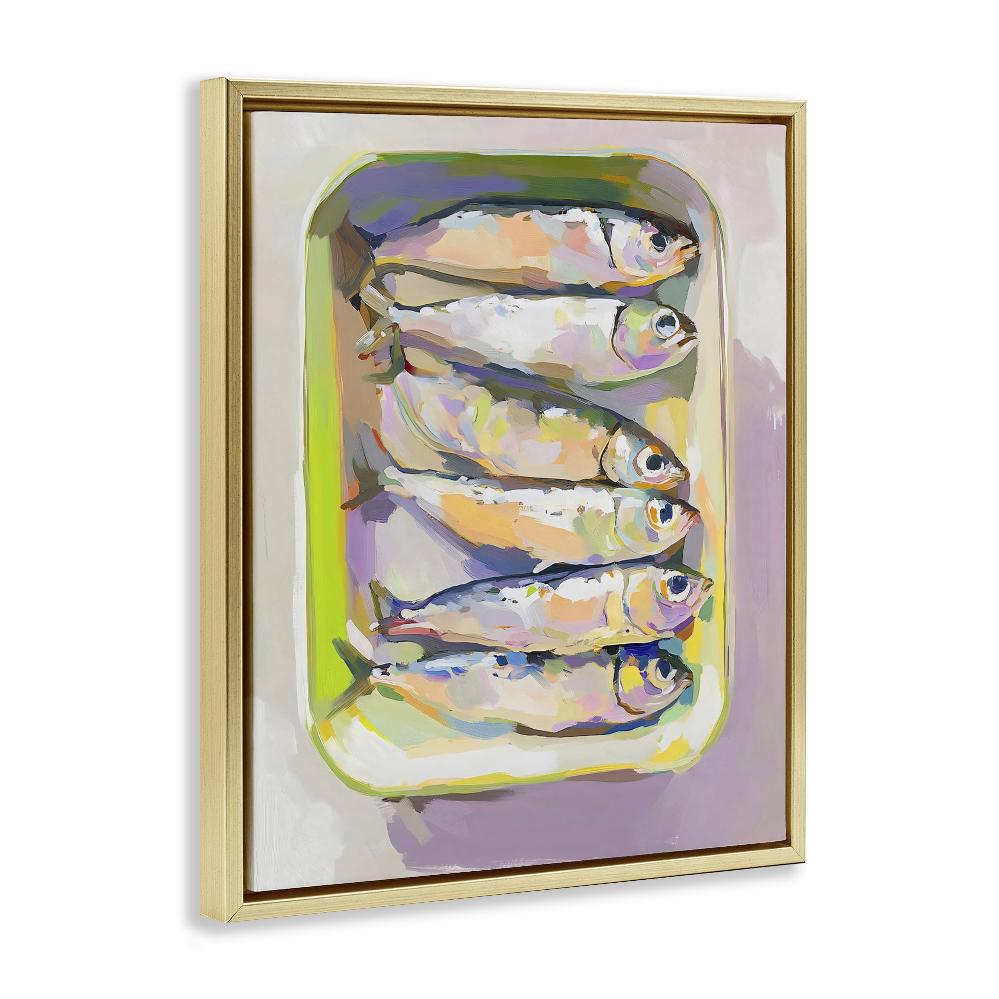 Stupell Industries Vibrant Hued Sardines Gold Framed Floater Canvas Wall Art, design by The Prints Vibe