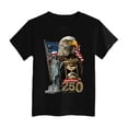 thumbnail image 4 of Toddler Girls USA 250th Anniversary T Shirt Patriotic American Flag Eagle Print Short Sleeve Tops Casual Comfort Tee for 1776-2026 America 250 Years Celebration Gibobby,3-4 Years,Black, 4 of 5