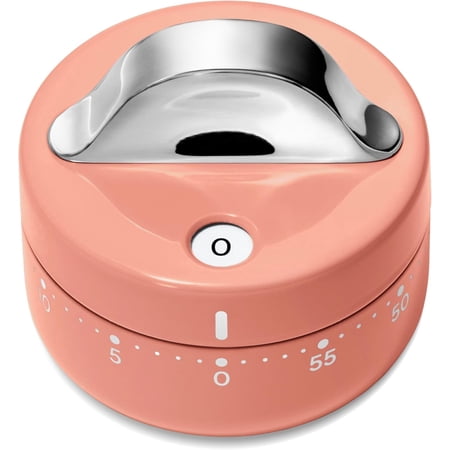 Caraway Mechanical Kitchen Timer - Stainless Steel 60 Minute Wind Up Timer - Side and Top Display for Cooking Baking and Daily Routines - Perracotta