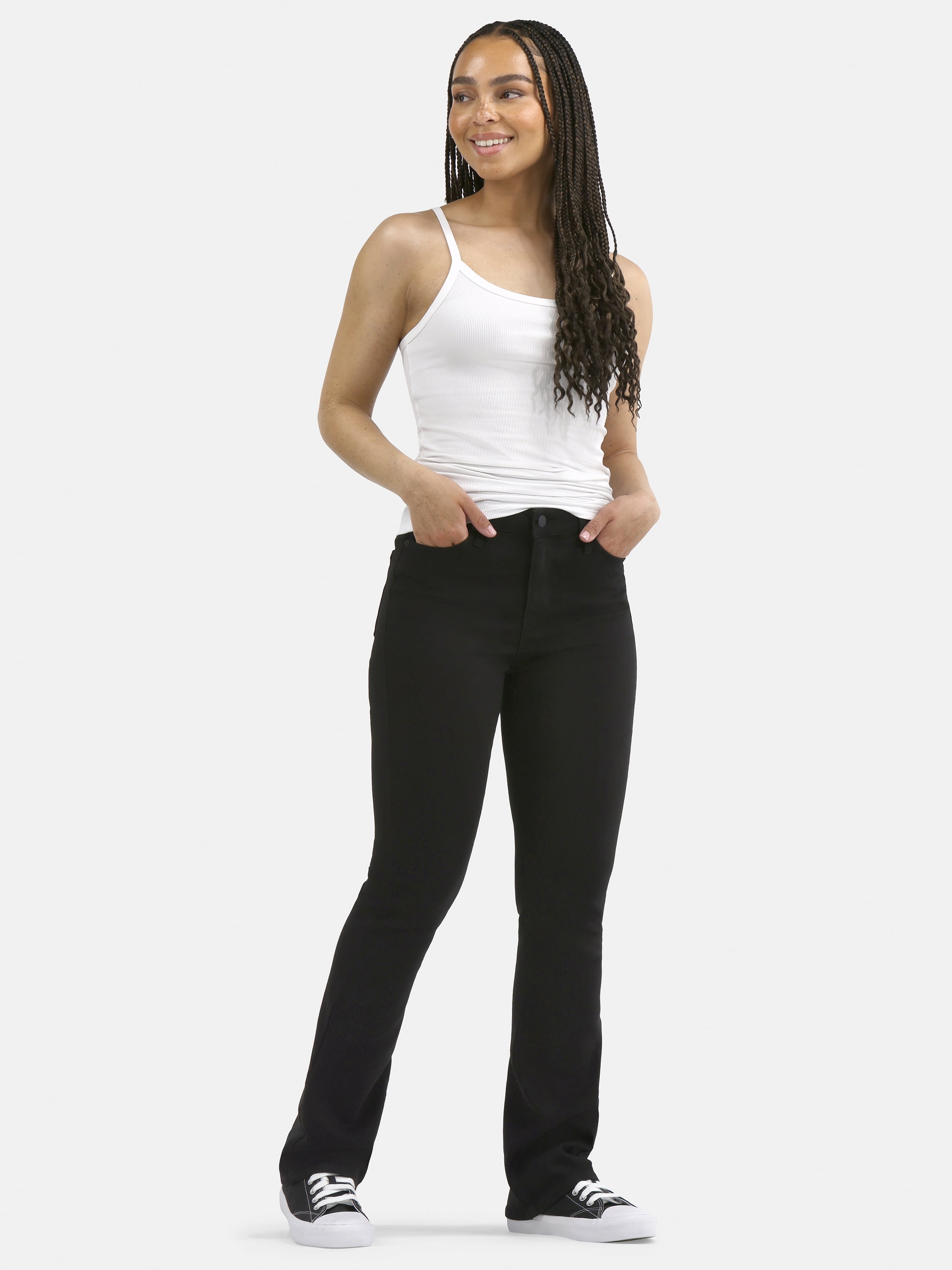 No Boundaries Mid Rise Bootcut Jeans, 32” Inseam, 1 or 2-Pack, Women’s