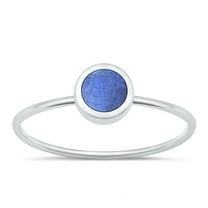 CHOOSE YOUR COLOR Lapis Chic Minimalist Ring .925 Sterling Silver Band Blue CZ Female Size 7