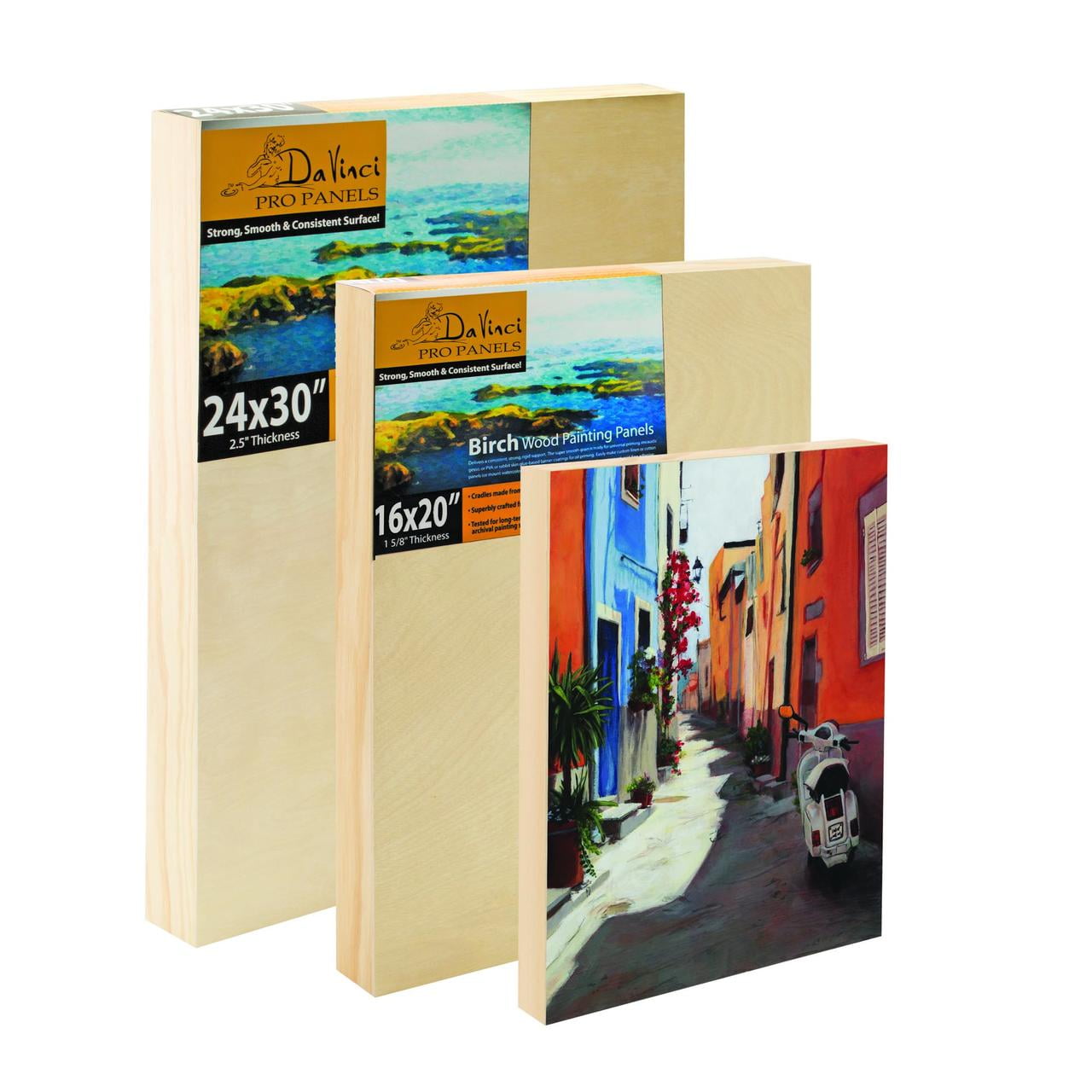 Da Vinci Pro Birch Wood Painting Panels - Very Fine Wood Grain Warp Resistant Birch, For Mounting Linen or Can Be UniversAlly Gesso Primed - [Single 7/8" Gesso Panel - 11x14"]