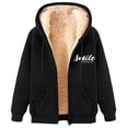 thumbnail image 4 of Bibifish Womens Graphic Fleece-Lined Long Sleeve Hoodies Full Zip Design With Side Pockets Relaxed Fit Casual Morning Daily Outings Cozy Tops, 4 of 4