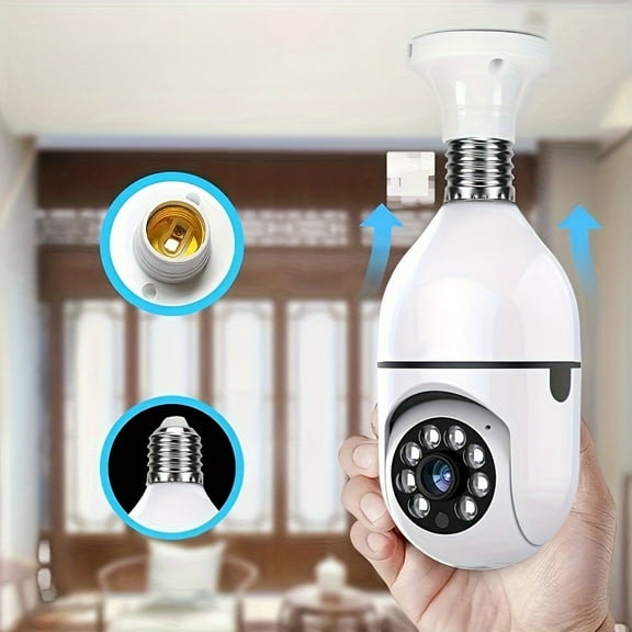 Ease Life 1080P Light Bulb Security Camera, 360° E27 Screw-in, 2.4/5GHz WiFi, Color Night Vision, Motion Detection, Wireless Outdoor Camera, Christmas Gift.