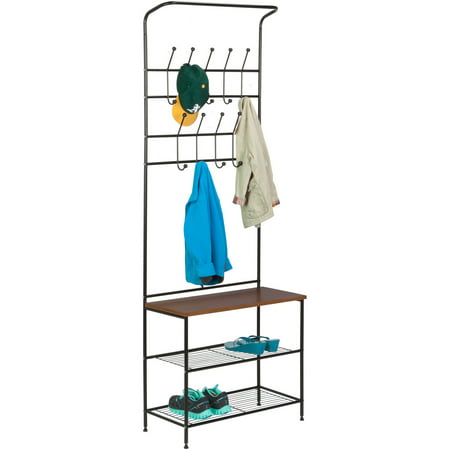 Honey Can Do Entryway Storage Valet with Coat Hanger and Shelves