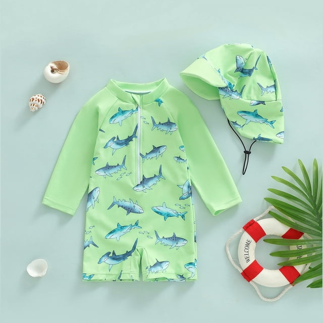 Boy Swimsuit Cute Print Bathing Suit Kids Toddler Rash Guard Swim Suit 2-3 years
