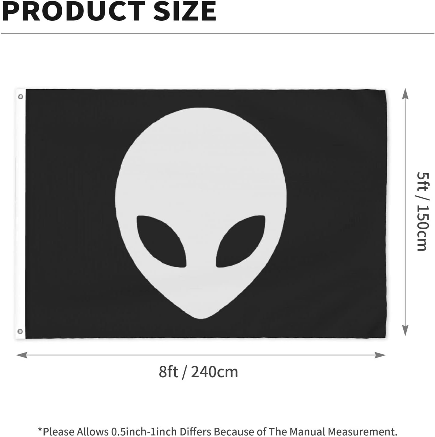 Alien Face Flags 5x8 Ft Yard Flag Indoor Decoration Banner With Grommets