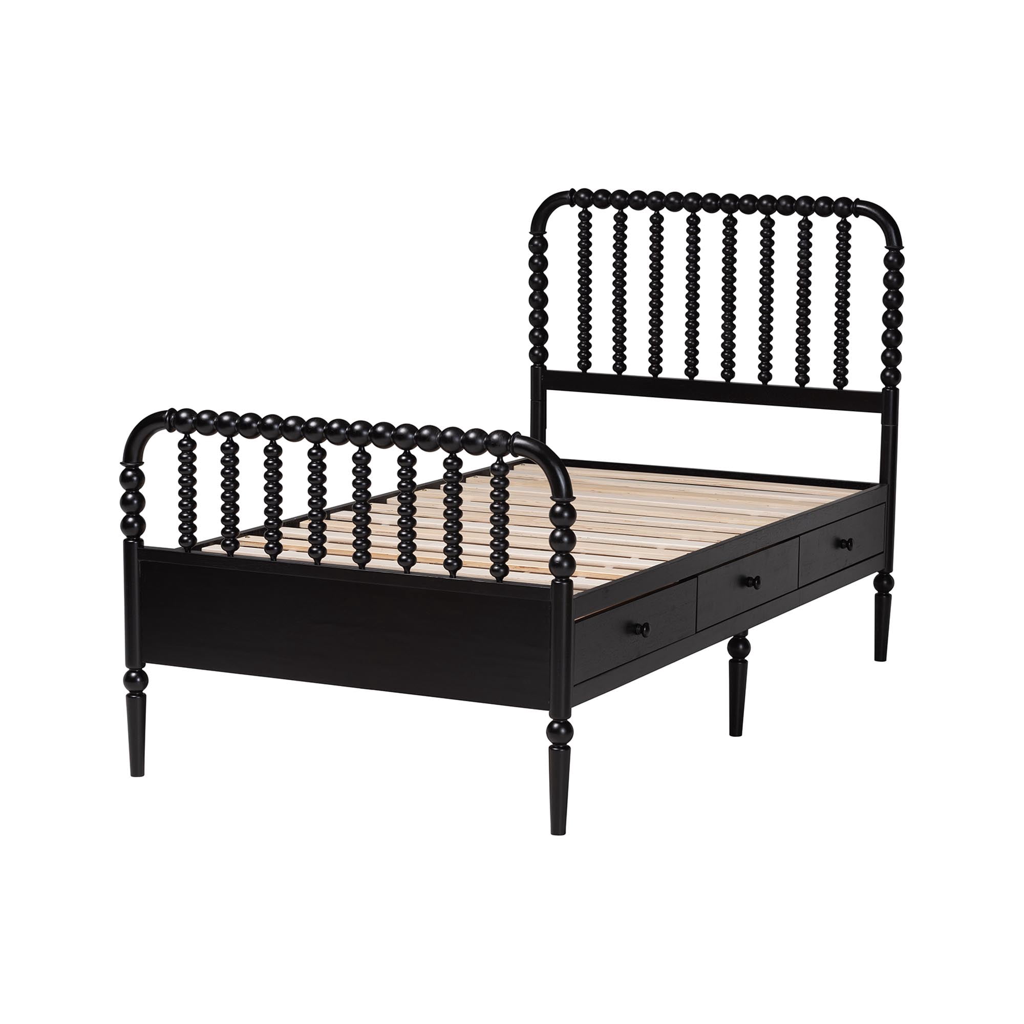 Baxton Studio Lucera Mid-Century Modern Platform Bed, Twin, Black