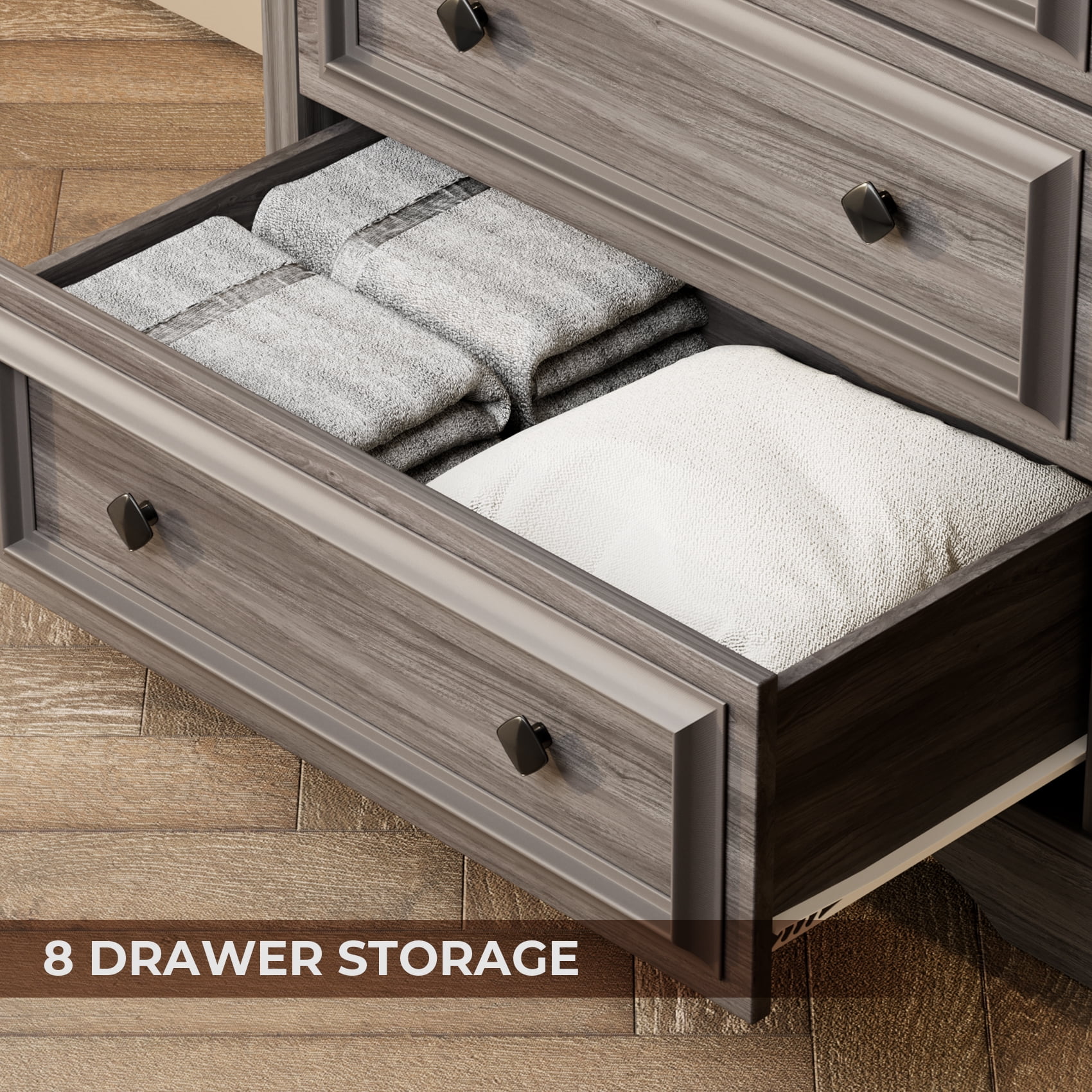 Winkalon 6 Drawer Tall Dresser, 48"H Chest of Drawers, Wooden Storage Cabinet for Bedroom, Gray