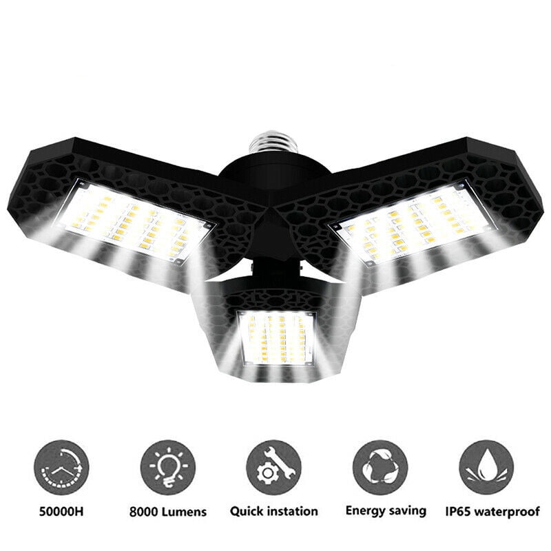 LED Garage Light 8000Lm, 60W LED Garage Light with 3 Adjustable Panels