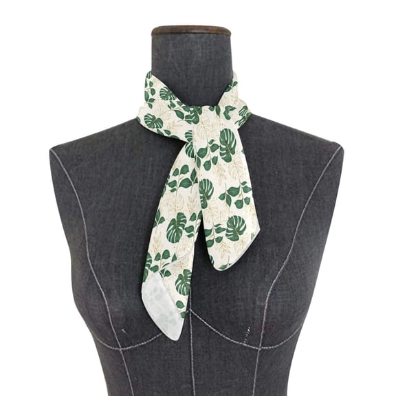 Wobogo Square Scarf In Lightweight Polyester Silk-Feel Neck Scarf for Women Fashion Head Hair Wrap Bandana Simple Leaves Print